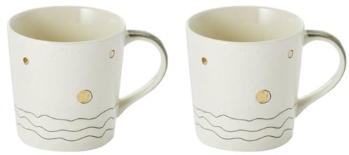 Cha Cult teemandod® 2 X Becher Sinje Keramik mit Goldauflage 0,4 l H 9,7 cm, Ø 8,7 cm = 2 Becher