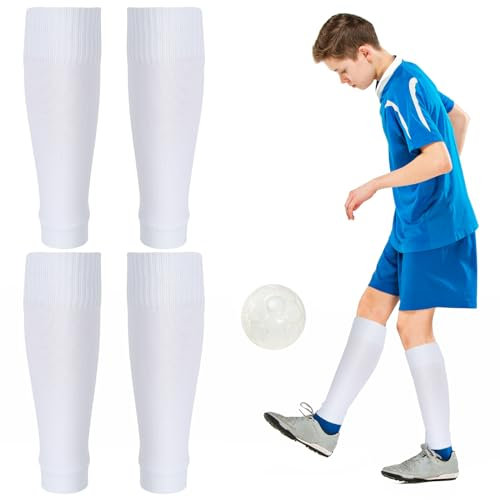 Abeillo 2 Paar Fußball Stutzen für Kinder Weiß