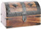 Ajuny Handgeschnitzte Schatztruhe aus Holz 9x6 Zoll – Vintage Schmuckbox mit Muschelstreifen Dekorative Holztruhe zur Aufbewahrung Geschenkidee für Kinder & Erwachsene