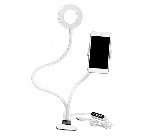 DOITOOL Selfie Ring Light for Phone Led Makeup Holder Stand with 10 Levels Brightness for Streaming Video Calls Random Color