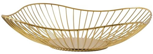 Vintage Style Large Metal Fruit Bowl - Wave Shape, Iron Wire, Countertop Basket