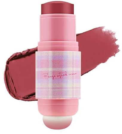 Apooliy Cream Blush Stick mit Schwämmchen, Rouge mit zwei Enden für die Wangen, Nude Matte Blusher mit langer Haltbarkeit, wischfester Makeup-Stick