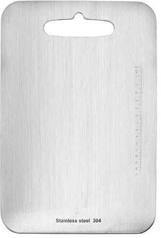 Gigicial Schneidebrett, Doppelseitig, Edelstahl-Schneidebrett Mit Doppelseitigem 304-Edelstahl, Verwendet Für Fleisch, Gemüse, Obst Usw., Küchenutensilien(trumpet)