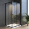 WDWRITTI Eckeinstieg Duschkabine Schiebetür 90x90x185cm, Schwarz Duschabtrennung Schiebetüren Echtglas Duschtür aus 6mm Nano Glas, Glas Eckeinstieg Duschwand Eckdusche Höhe 185cm