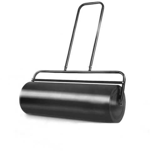 GYMAX 48L Rullo per Erba Riempibile, Rullo Manuale da Giardino con Diametro di 30 cm, Rullo per Prato in Metallo, Riempibile con Acqua/Sabbia, Verde (Nero)