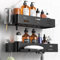 Cooeco Etagere Douche, Etagere Salle de Bain Sans Percage 2 Pièces Avec Porte Savon Douche et Crochet Rangement Douche Porte gel Douche Salle de Bain, Noir