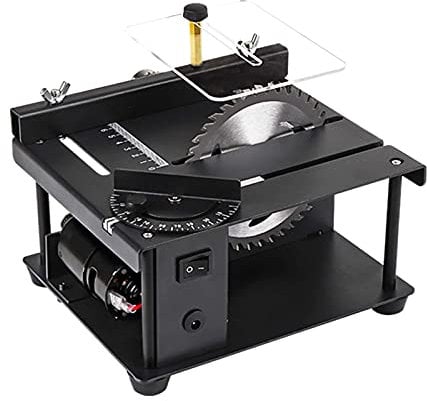 Banco sega da banco per tagli angolari, Sega da tavolo, sega da tavolo elettrica con velocità regolabile su 7 livelli, sega circolare da tavolo,(Bare metal)