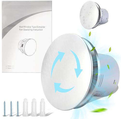 Aspiratore Bagno 100mm, 95 M³/H Ventilatore Di Scarico Estrattore Per Bagno Cucina Ventilazione, Circolazione Dell'aria, Ipx4 Ventola Aspirazione Vortice, Con Spina Eu