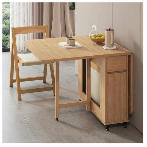 Verstellbare Füße Landhausstil Esszimmermöbel Esstisch mit 4 Stühlen, Ausziehbarer Küchentisch für Wohnzimmer - Klappbarer Couchtisch für Küche