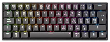 NEWSKILL Pyros V2 Teclado Gaming 60% RGB inalámbrico/Bluetooth/Cable Outemu Red Hotswap - Color Negro