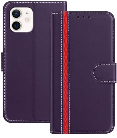 Mo-Beauty Handyhülle Kompatibel mit iPhone 12 Mini, PU Leder Magnetic Flip Wallet Klappbare Stoßfest Kartenfach Schutzhülle Standfunktion Case Cover Etui für iPhone 12 Mini (Lila)
