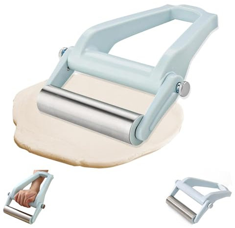 YFaith Rouleau Patisserie Ajustable en Acier Inox 304, Rouleau à Pâtisserie avec Poignée, 26,2 cm Pliable Rouleau à Pâtisserie pour Pâtisserie, Rouleau 15,2 cm, avec Vis, pour Raviolis et Pâte