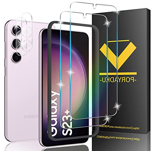 Verre Trempé pour Samsung Galaxy S23+/Plus - 2+2 Pièces avec Protecteur de Caméra, Anti-empreintes Digitales, 9H Dureté, 3D Couverture Complète Protection Écran