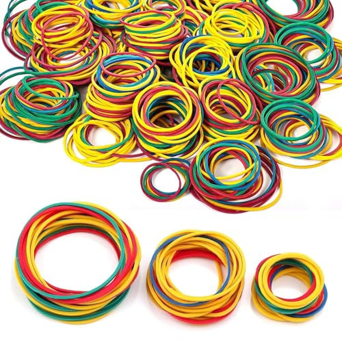 500 Stück Bunte Gummibänder - Gummiringe Verschiedene Größen, Gummibänder Basteln, Gummiband Haushaltsgummi klein, Gummis Band für Zuhause, Arbeit, Büro und Schule