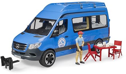 bruder 02684 - MB Sprinter Camper mit Fahrer - 1:16, Fahrzeug, Wohnmobil, Reisemobil, Transporter, Camper, Van, Campingbus, Spielzeug ab 4 Jahre