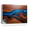 Magnetic Mat for Radiators 90x60 cm (35,4x23,6 inch) Easy Installation Built-in Magnet Heat-Resistant Dust and Damage Protection Decoration Panel - Dark old wood, blue resin