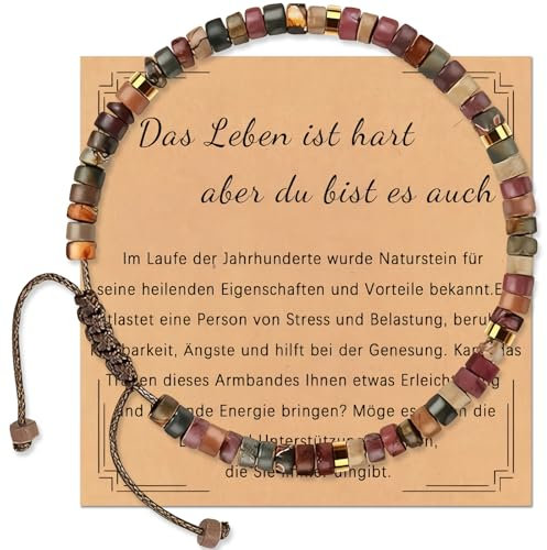 Wonninek Heilsteine Armband aus natürlichen Edelsteinen mit inspirierender Affirmationskarte | Energieaufladender Schmuck für emotionales Wohlbefinden | für Frauen & Männer