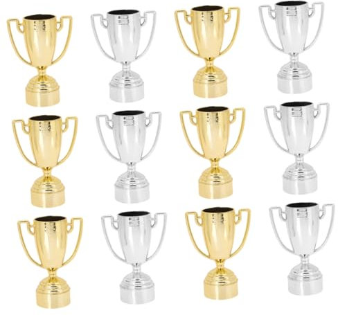 Lurrose 1 Satz Kleines Trophäenset Für Preistrophäe Gewinnen Mini-daumentrophäe Wettbewerb Preise Pokale Mini-trophäe Aus Kunststoff Wiederverwendbar 12 Stück