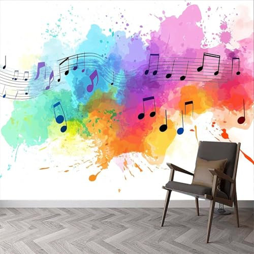 Fototapete Musiknoten 3D Effekt Vliestapete Graffiti Foto Tapete Wohnzimmer Schlafzimmer Flur Wandtapete Motivtapeten Bildtapete Wand Deko 450x315 cm 4920a