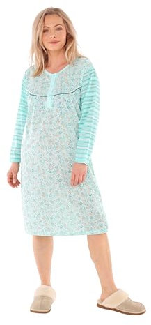 Schuerzenfabrik - Chemise de nuit à manches courtes pour femme, bleue, rose, violet, orange avec boutonnière, L