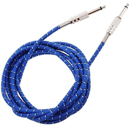 IMIKEYA Electric Guitar Audio Cable Right Angle Shielded Cord for Guitar Bass Keyboard Amp Speaker Blue Fiber Mesh