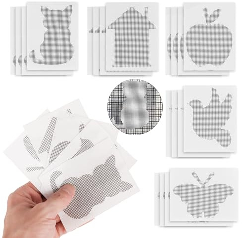 BigKego 20 Stück Fliegengitter Reparatur Set Selbstklebend Insektennetz Reparaturpflaster Fenster Moskitonetz Reparaturband für Zelt Fenster Tür Loch (5 Muster)