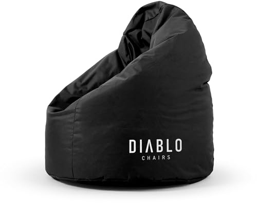 Diablo Kinder-Pouf, Craft Edition, ergonomischer Sitz, mit Granulatfüllung, strapazierfähiges Cordura, wasserdicht, leicht und kompakt, Spielmuster, Maße 80 x 110 x 80 cm, Schwarz