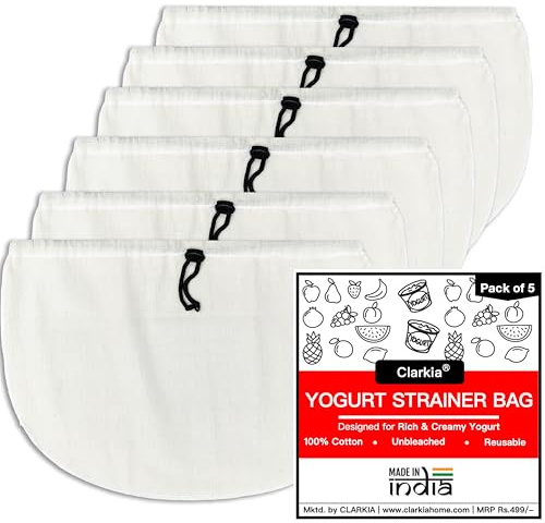Clarkia Cotton Cheese Cloth Bag Yogurt Nut Milk Strainer - Made by Muslin Cloth for Kitchen nut Milk Bags Hung Curd Cloth Strainer Bag (6)