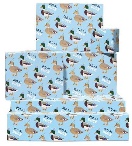 Geschenkpapier Lustig – Ente, alter Witz – 6 Blatt für Freunde, Kollegen – Geburtstag – Mit Stickern von Central 23