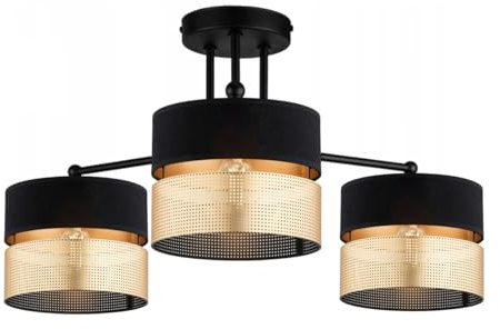 KAR LIGHTING Deckenleuchte 3-flammig Schwarz Gold Metall E27 LED geeignet moderne Deckenlampe Wohnzimmerlampe Esszimmerlampe Schlafzimmerlampe höhenverstellbar zeitlos elegante Innenbeleuchtung