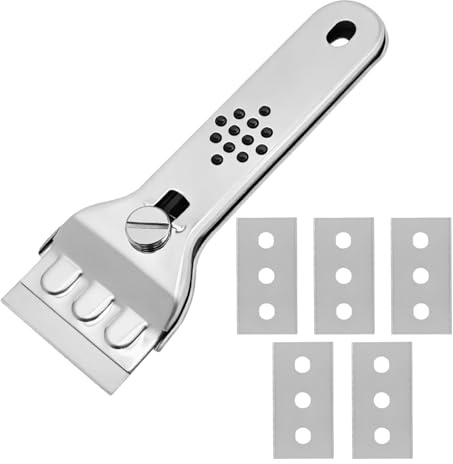 Aihoom Oven & Hob Cleaning Tool with 5 Spares, Non-Scratch Multi-Purpose Cleaner Tool for Removing Stubborn Grease, Paint, Stickers and Adhesive Residue from Glass, Tiles, Windows and Cooktops