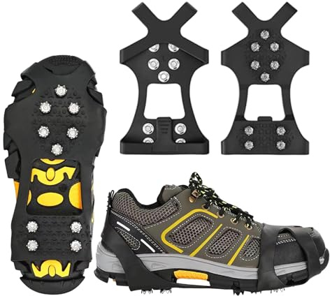 Crampons Neige Chaussures, Crampon d'hiver, 10 Dents en Acier, Crampon à Enfiler, ChaîNes AntidéRapantes, Crampons pour Chaussures De RandonnéE