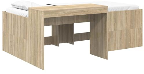 vidaXL Hochbett mit Schreibtisch für Kinder Sonoma-Eiche 75 x 190 cm, Moderner, robuster Bettgestell für kleine Räume, multifunktionales Schlafzimmermöbel, platzsparende Lösung für Studios
