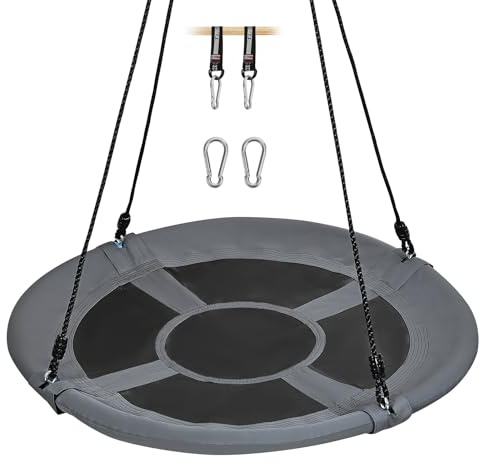 Columpio nido de 120 cm de diámetro, columpio ajustable en altura, para exterior e interior, soporta hasta 120 kg
