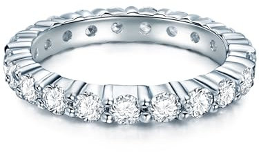 Trilani Damen-Memoirering Sterling Silber Zirkonia weiß im Brillantschliff - Verlobungsring Antragsring Vorsteckring