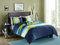 Comfort Spaces Pierre 3 Piece Comforter Set All Season Ultra Soft Hypoallergenic Microfiber Pipeline Stripe Boys Dormitory Bedding, Twin/Twin XL, Navy Blue