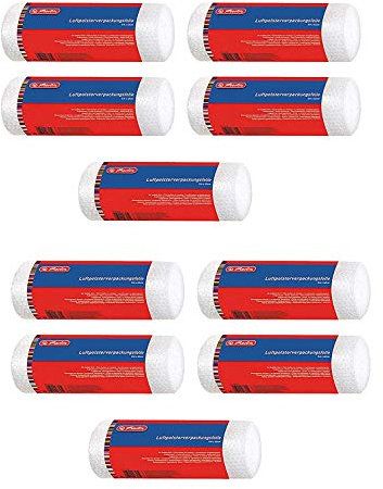 Herlitz Luftpolsterfolie, gerollt, im Polybeutel, 5 m x 40 cm (Luftpolsterfolie, 10 Rollen)