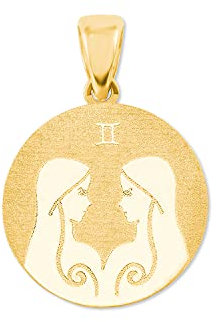 Amor Motivanhänger Unisex Damen Herren Anhänger, Gold, Zwillinge, Kommt in Schmuck Geschenk Box, 2020783