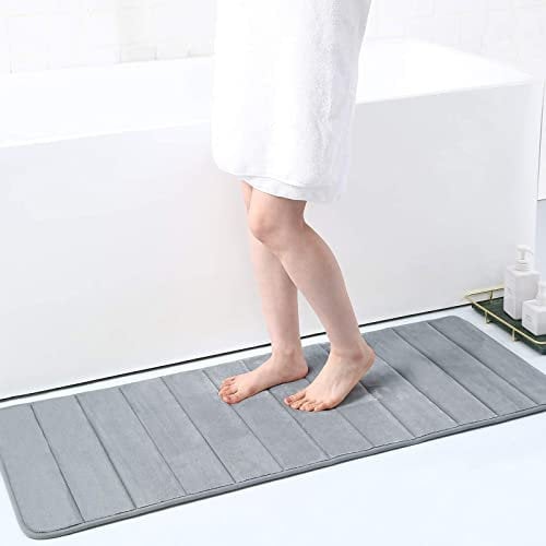 Homaxy Memory Foam Badezimmer Badteppich Saugfähige Rutschfester Badvorleger Waschbar Badematte - 43 x 120 cm, Grau