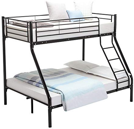 Triple Sleeper Metal Bunk Bed Single Double Bed Frame for Children Kids Adult in Black