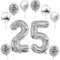 Haosell XL Folienballon 25 Geburtstag, Zahl 25 Silber, Luftballon 32 Geburtstagsdeko