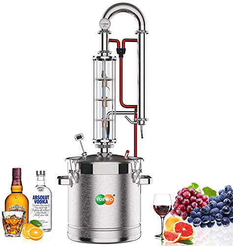 YUEWO 5.8 Gal 22 litres Water Distiller Ethanol Moonshine Still Kit Complete with Thumper Whiskey Barrel Home Brewing Kit for Home Countertop