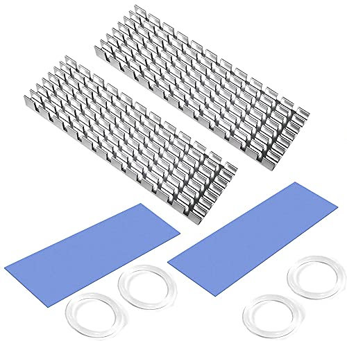 Disipador Aluminio, CTRICALVER Disipador de Calor SSD M.2, con Papel de Aluminio M.2 2280 SSD 70 mm × 22 mm × 6 mm (2 Piezas, Plata)