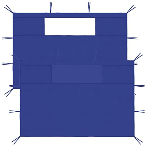 vidaXL 2X Pavillon Seitenwand mit Fenstern Seitenteil Seitenplane Seitenwände Zeltplane für Partyzelt Festzelt Gartenzelt Pergola Blau 70g/m²