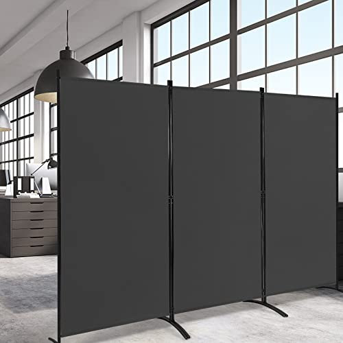 GiantexUK Foldable 3-Panel Room Divider, Movable Wall Privacy Separator, Screen Protector for Bedroom, Living Room and Balcony (Black)