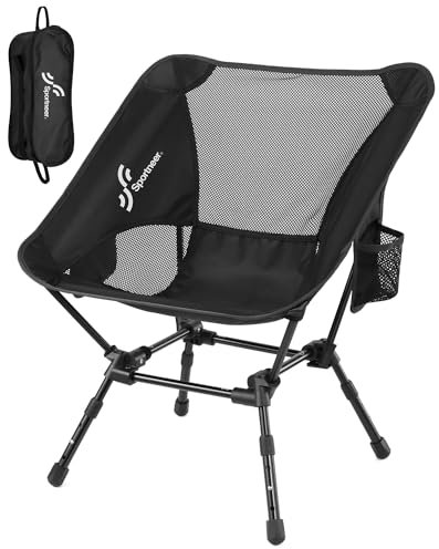 Sportneer Tragbarer Stuhl, verstellbare Höhe, Klappstühle für draußen, kompakter Campingstuhl für Erwachsene, Camping, Rucksackreisen, Wandern, Picknick, Rasen, Sport, Outdoor-Reisen