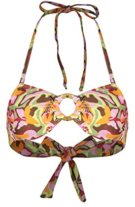 Trendyol Top Bikini in Maglia Senza Spalline da Donna Costumi da Bagno, Rosa-Multicolore, 0