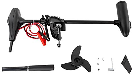 12V Elektro Außenborder Bootsmotor Elektro Außenbordmotor, Leistungsschalter Schutz, Hochleistungsbatterieklemme, Reinem Kupfer Bürstenmotor, Winkel+Gang+Höhe Einstellbar (Schub: 40LBS)