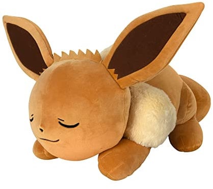 Pokémon PKW4322-45cm Schlafendes Plüsch - Evoli, offizielles Plüsch