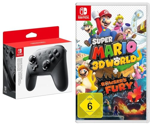Nintendo Switch Pro Controller & io 3D World + Bowser's Fury Switch